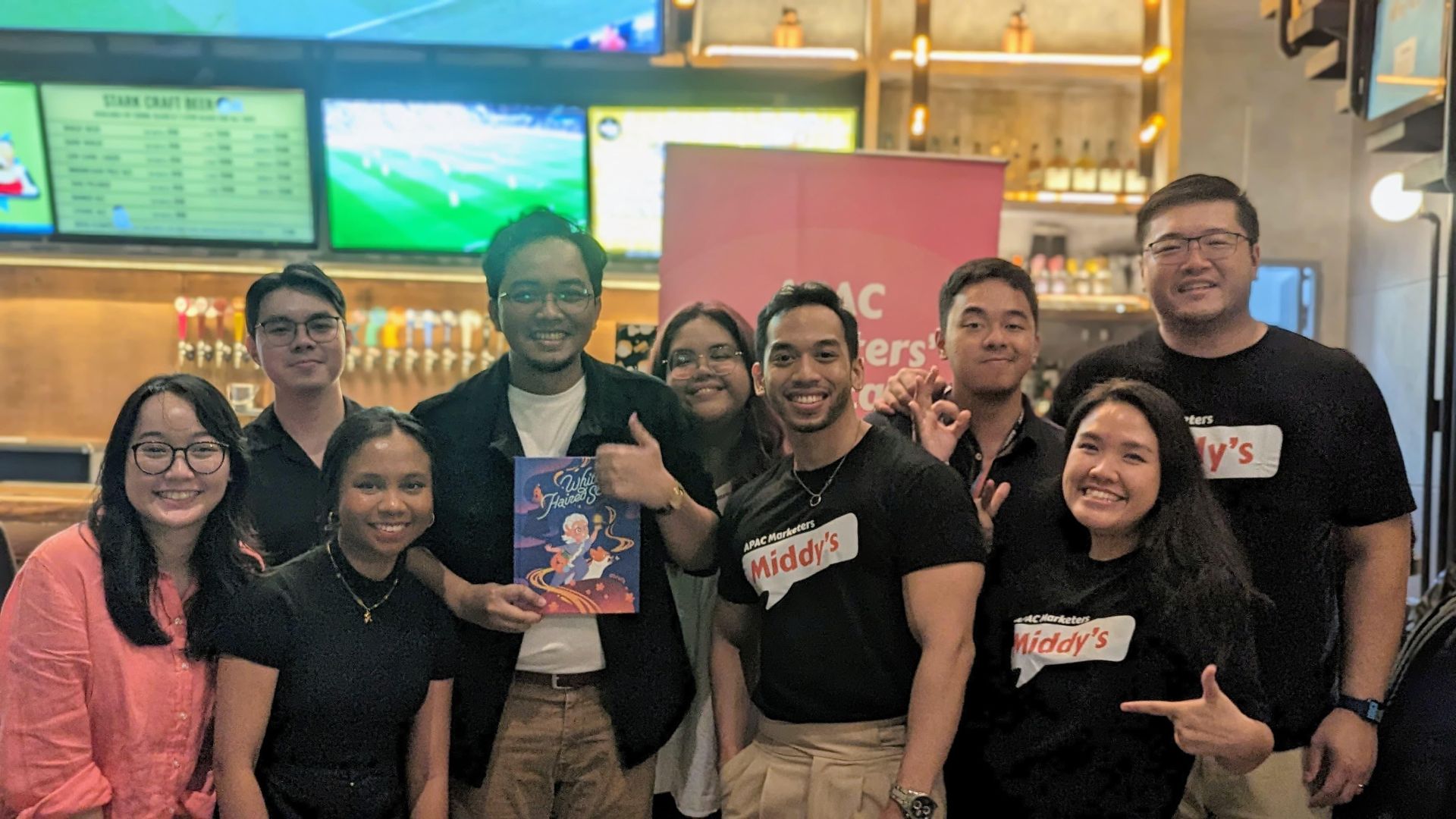 Middy's group at the bar